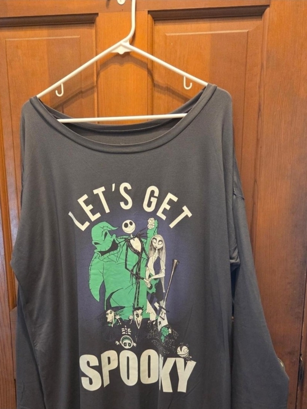 Women's "Let's Get Spooky" Graphic Long Sleeve Sleepwear - Gray/Green